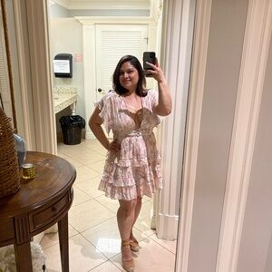 Lulu's Pink Flutter Sleeve Sundress